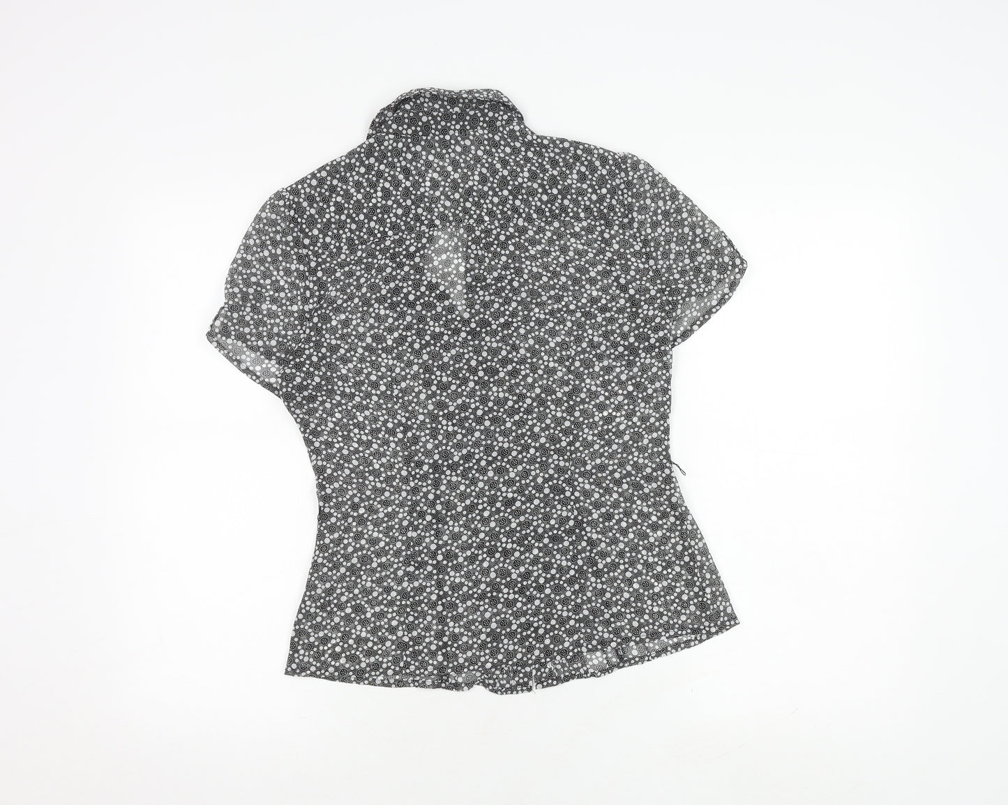 Debenhams Women's Black Polka Dot Button-Up Shirt Size 10