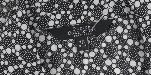 Debenhams Women's Black Polka Dot Button-Up Shirt Size 10