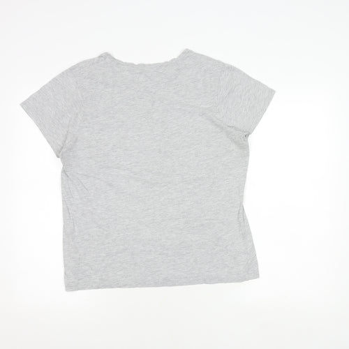 Zara Women's Grey Printed T-Shirt, Size 10