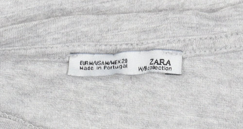 Zara Women's Grey Printed T-Shirt, Size 10