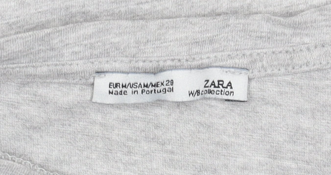 Zara Women's Grey Printed T-Shirt, Size 10