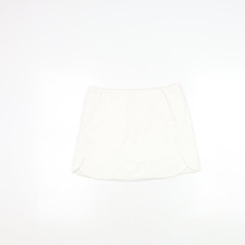 Topshop Women's White Mini Skirt with Zip Accent
