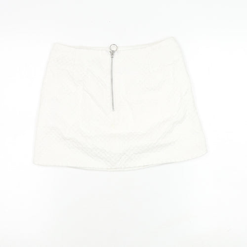 Topshop Women's White Mini Skirt with Zip Accent