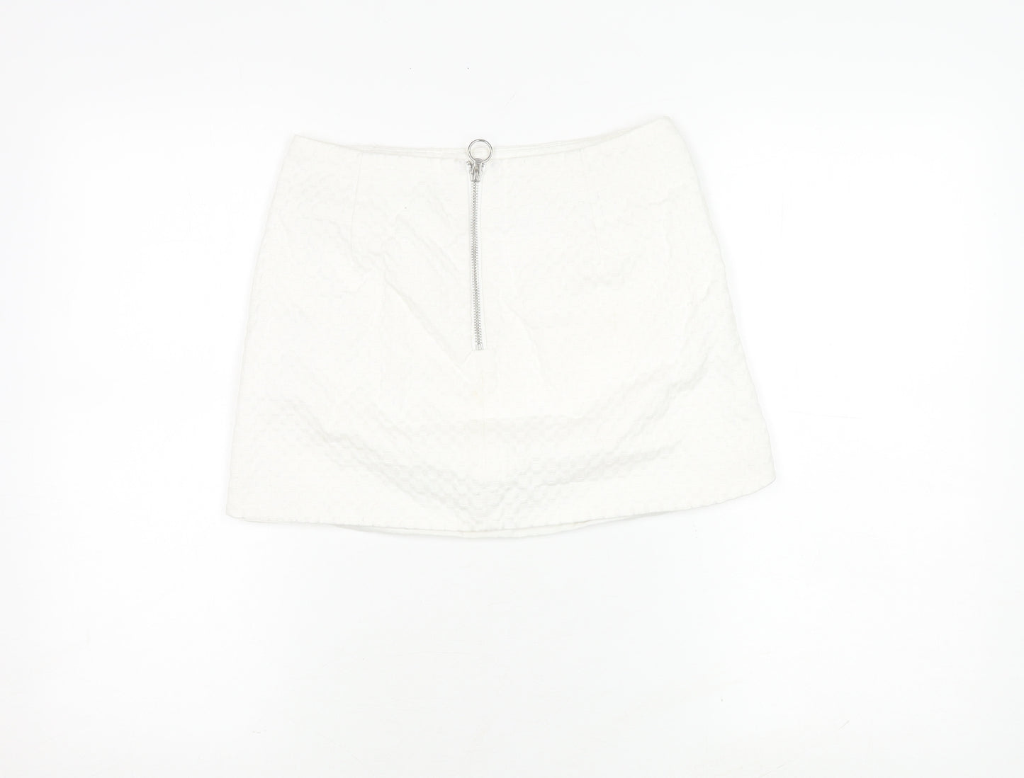 Topshop Women's White Mini Skirt with Zip Accent