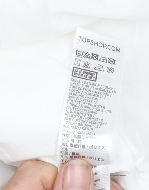 Topshop Women's White Mini Skirt with Zip Accent