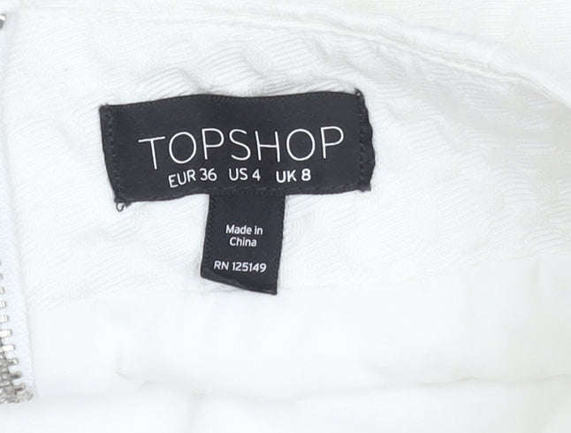 Topshop Women's White Mini Skirt with Zip Accent