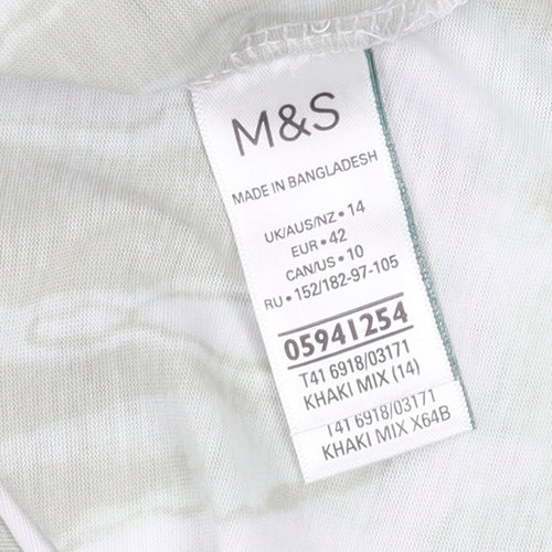 Marks and Spencer Women's Green V-Neck T-Shirt Size 14