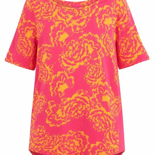 Next Women Pink Floral Top, Size 14, Short Sleeve Viscose