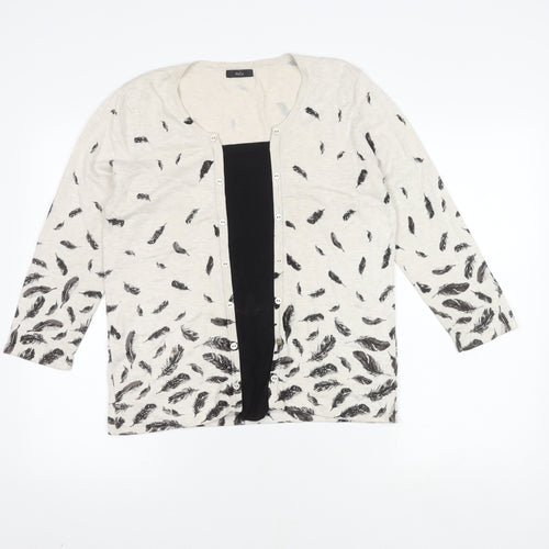 M&Co Women's Ivory Feather Print Cardigan 14