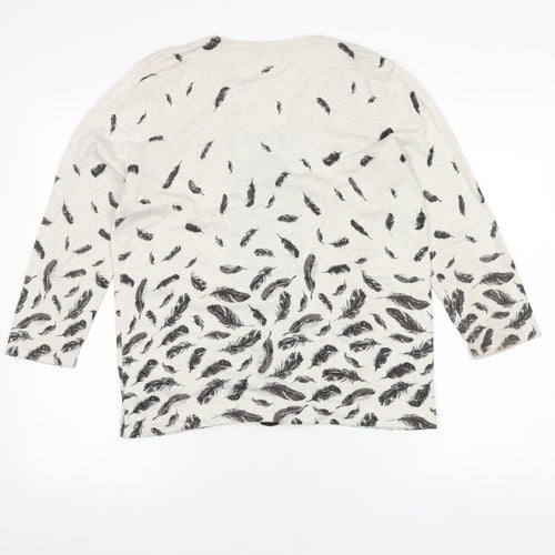 M&Co Women's Ivory Feather Print Cardigan 14
