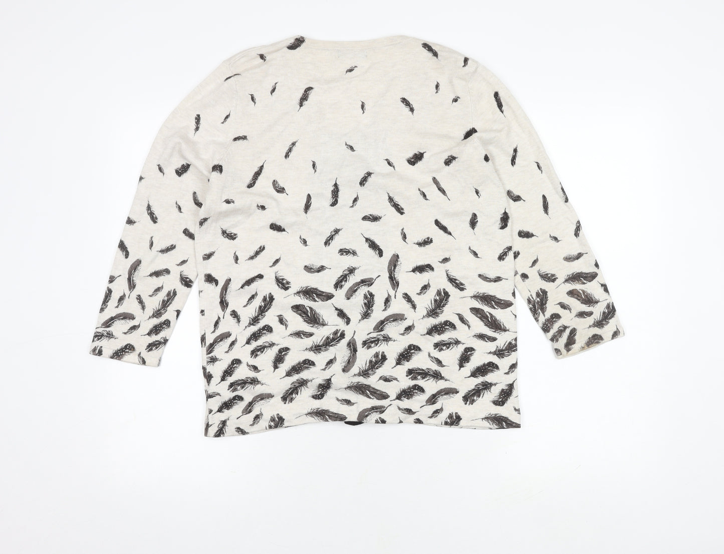 M&Co Women's Ivory Feather Print Cardigan 14