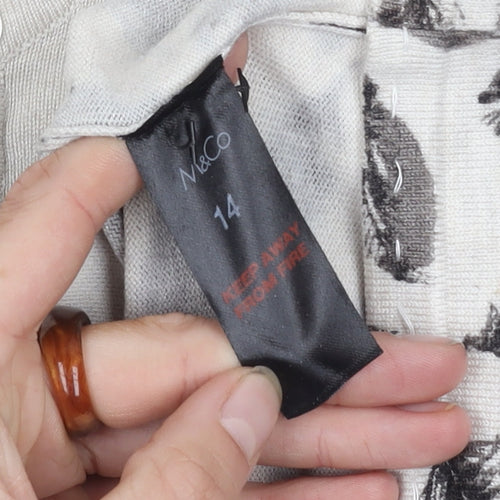 M&Co Women's Ivory Feather Print Cardigan 14