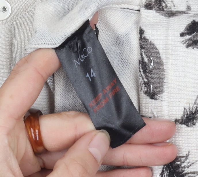 M&Co Women's Ivory Feather Print Cardigan 14