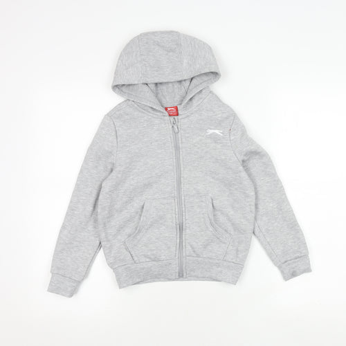 Slazenger Boys Grey Hooded Jacket 7-8Y Full Zip New