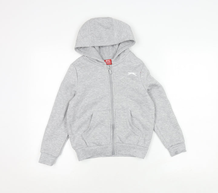 Slazenger Boys Grey Hooded Jacket 7-8Y Full Zip New