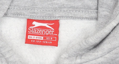 Slazenger Boys Grey Hooded Jacket 7-8Y Full Zip New