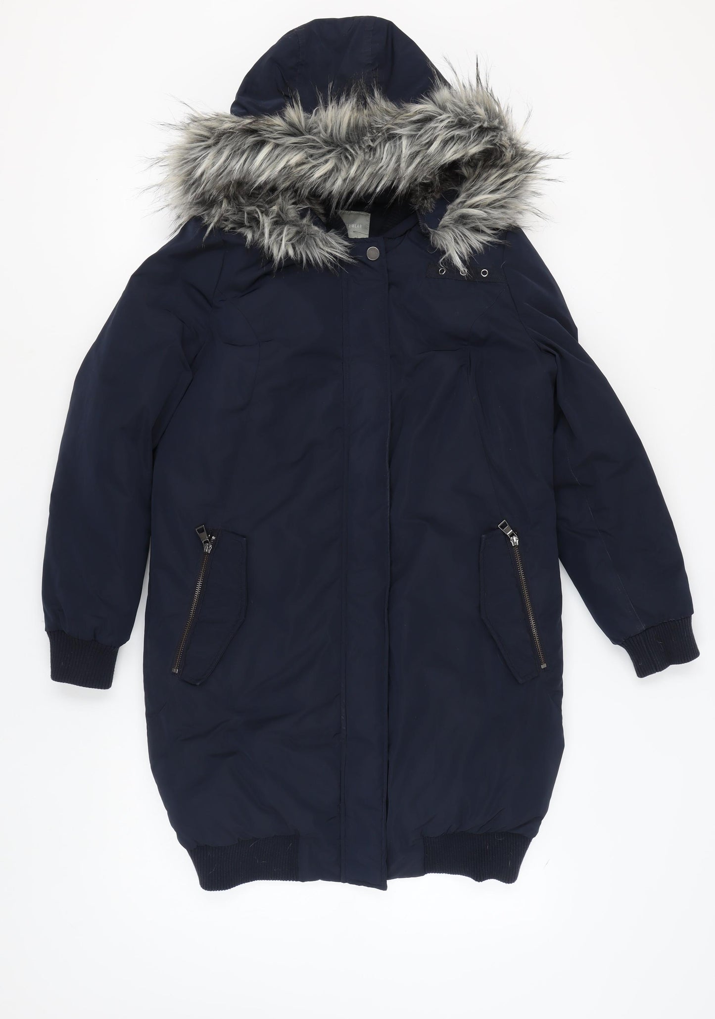 Next Women's Blue Parka Coat with Fur Trim, Size 10