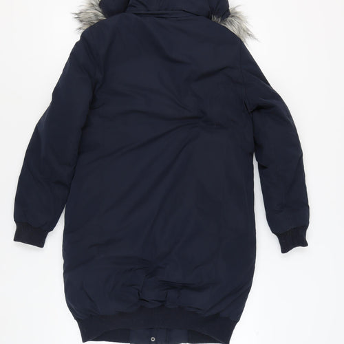 Next Women's Blue Parka Coat with Fur Trim, Size 10
