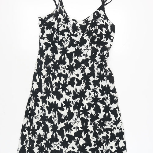 Marks and Spencer Women's Black Floral Slip Dress Size 14