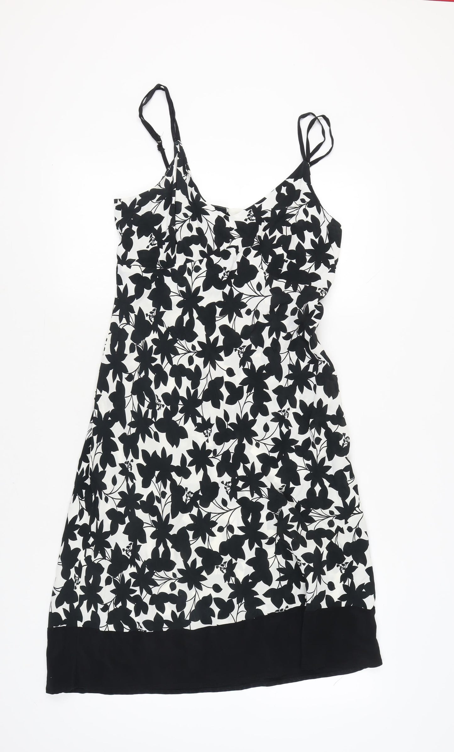 Marks and Spencer Women's Black Floral Slip Dress Size 14