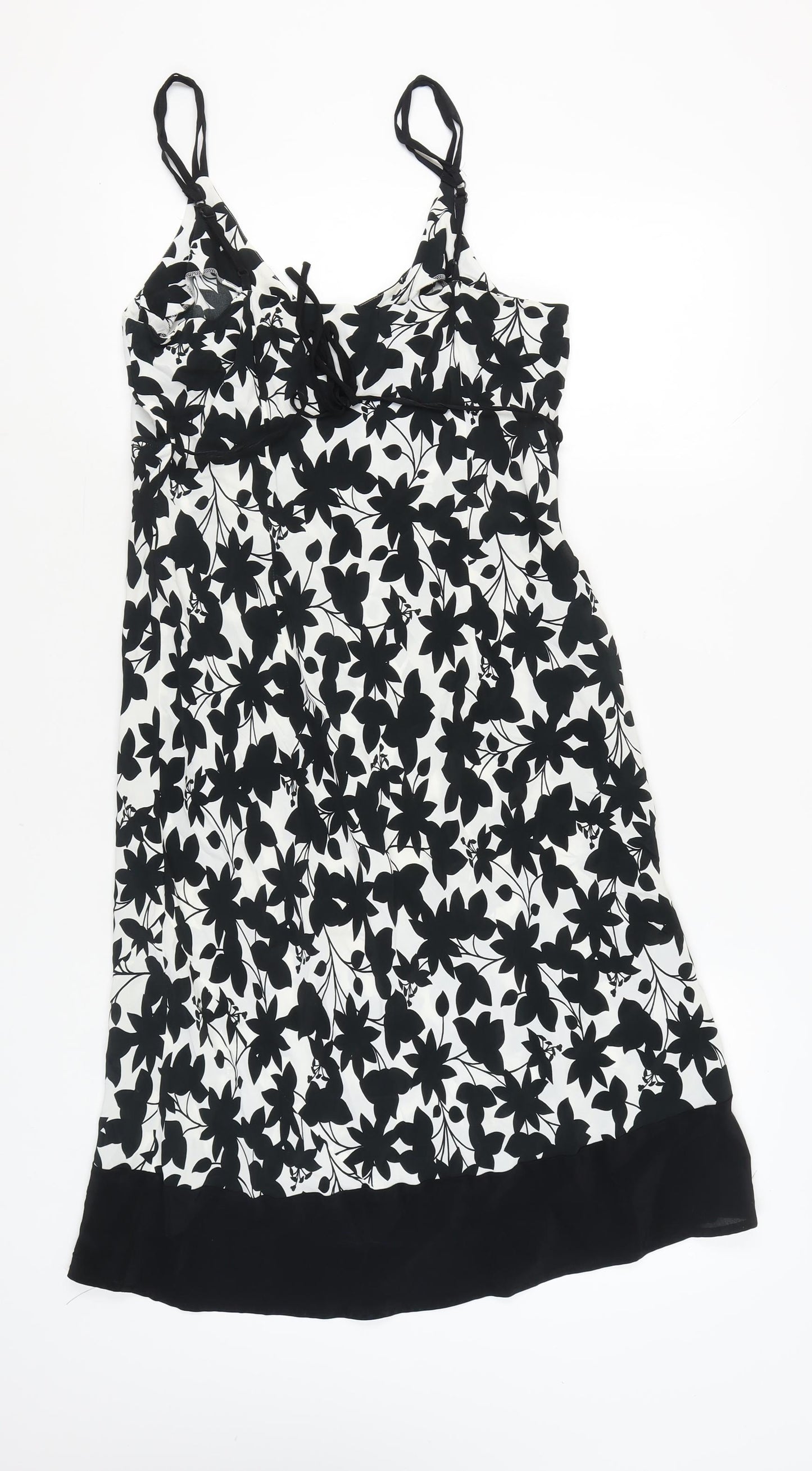 Marks and Spencer Women's Black Floral Slip Dress Size 14
