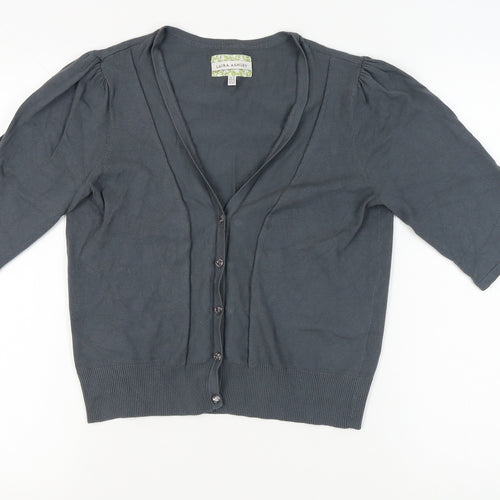Laura Ashley Grey Women’s Cardigan Size 16 V-Neck Chic
