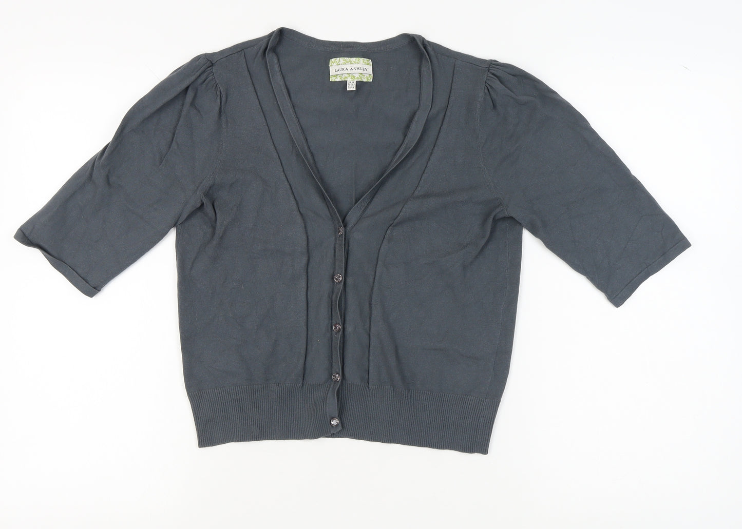 Laura Ashley Grey Women’s Cardigan Size 16 V-Neck Chic