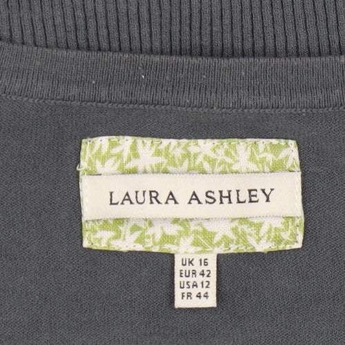 Laura Ashley Grey Women’s Cardigan Size 16 V-Neck Chic