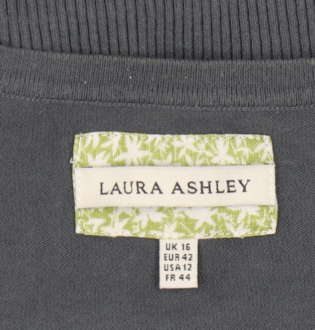 Laura Ashley Grey Women’s Cardigan Size 16 V-Neck Chic