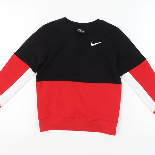 Nike Boys Colourblock Sweatshirt 5-6Y Black Red White Pullover