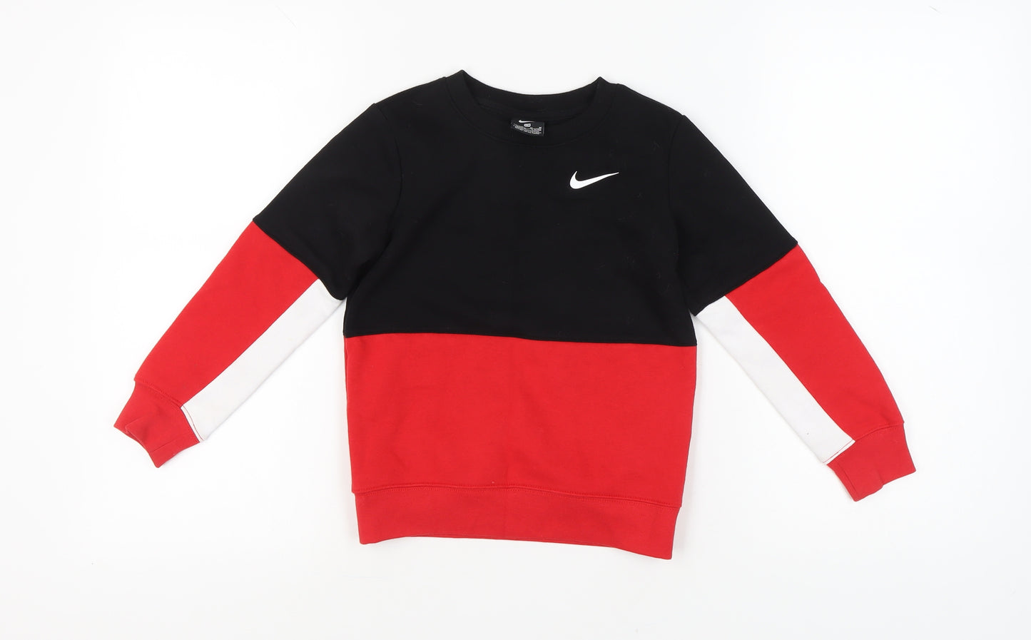 Nike Boys Colourblock Sweatshirt 5-6Y Black Red White Pullover