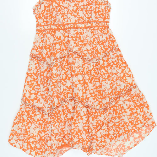 Monsoon Women’s Orange A-Line Floral Midi Dress