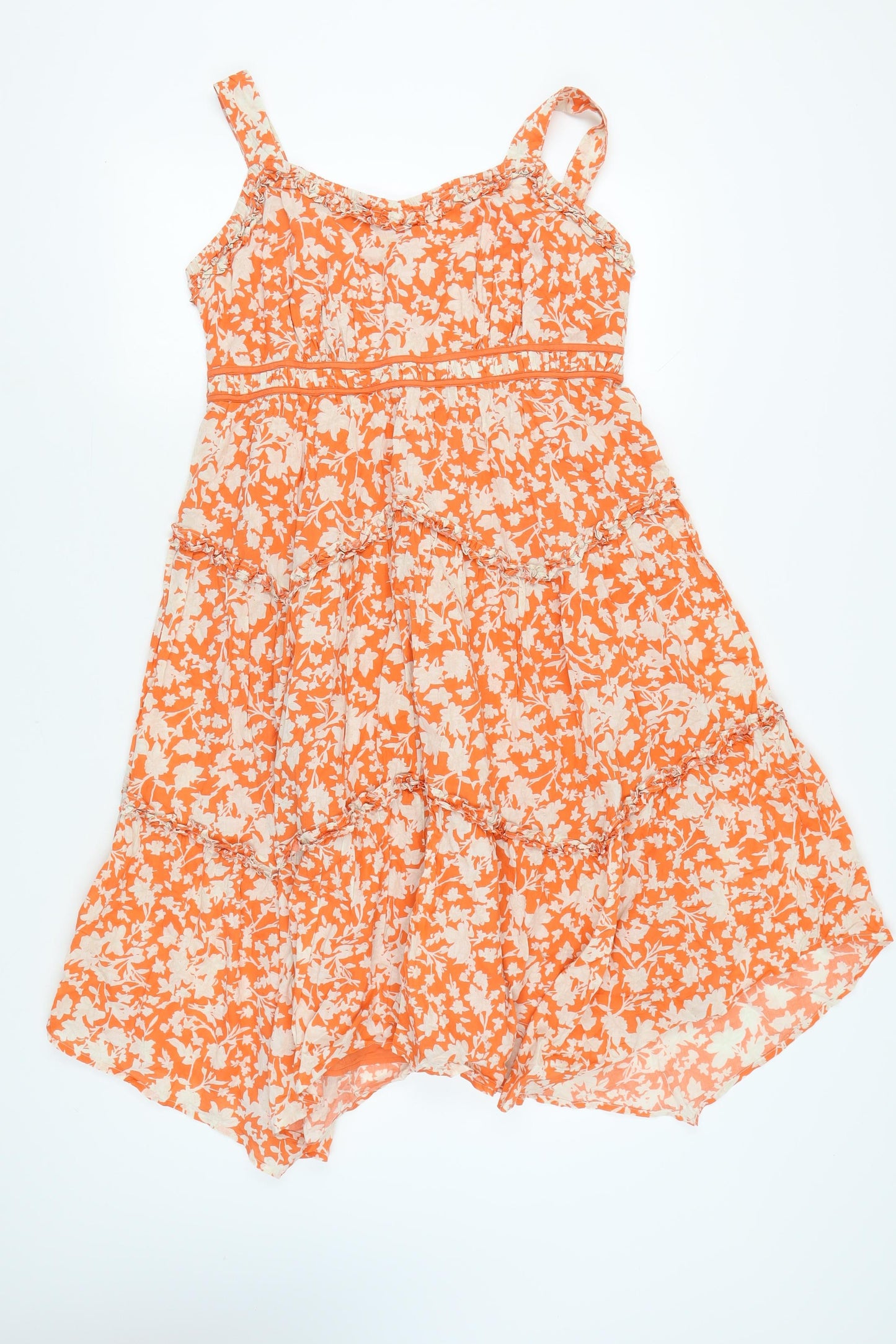 Monsoon Women’s Orange A-Line Floral Midi Dress