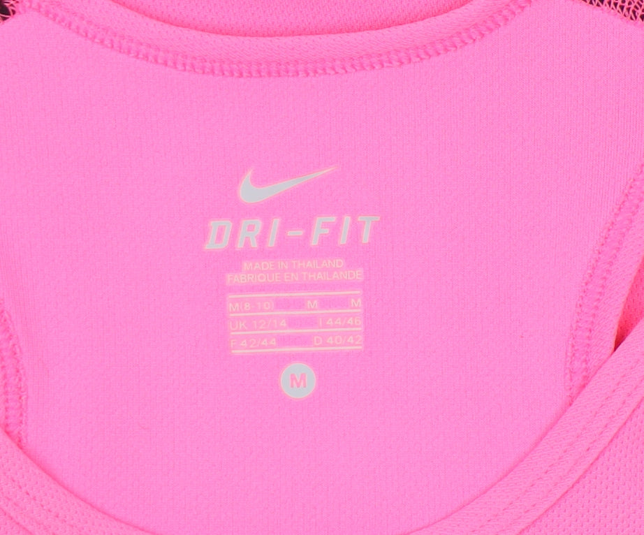 Nike Women's Pink Racerback Tank Top, M Athletic Fit
