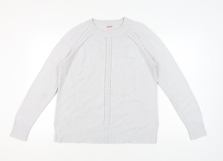 Damart Women's White Crew Neck Thermal Pullover M
