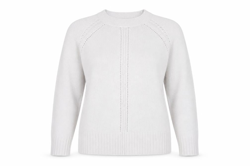 Front view of Damart Women's White Crew Neck Thermal Pullover M