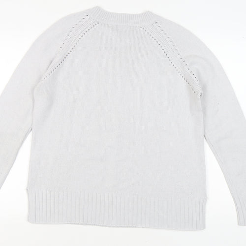 Damart Women's White Crew Neck Thermal Pullover M