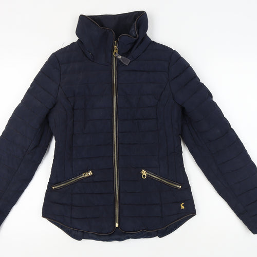 Joules Women's Blue Puffer Jacket Size 8 Casual Zip
