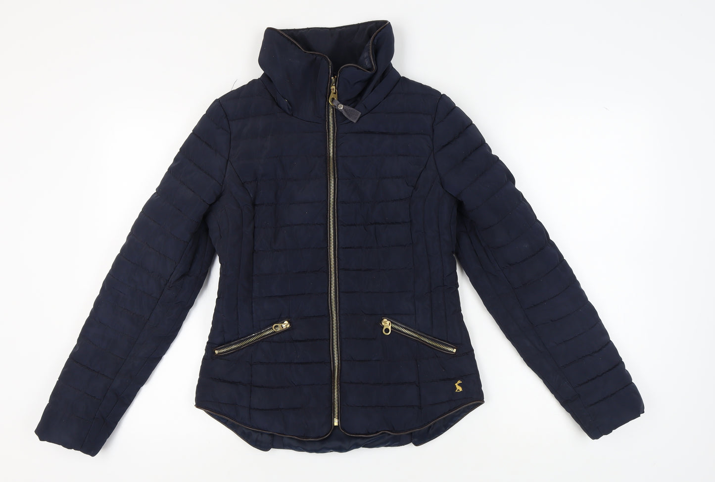 Joules Women's Blue Puffer Jacket Size 8 Casual Zip
