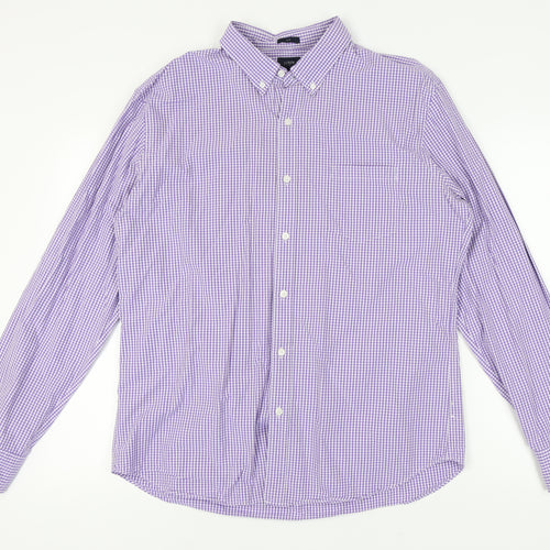 J.Crew Men's Purple Check Button-Up Shirt XL