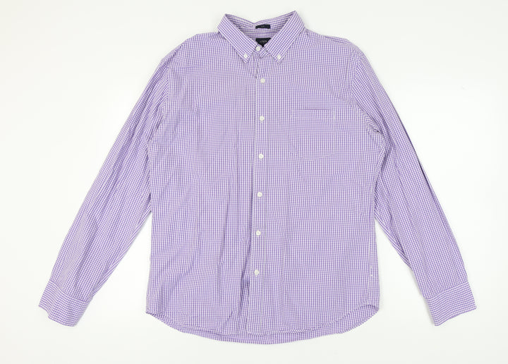 J.Crew Men's Purple Check Button-Up Shirt XL