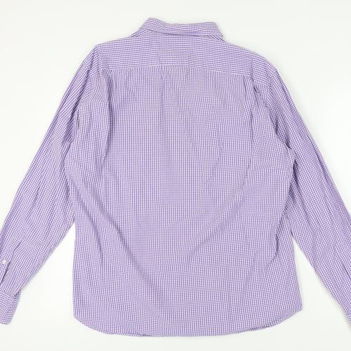 J.Crew Men's Purple Check Button-Up Shirt XL