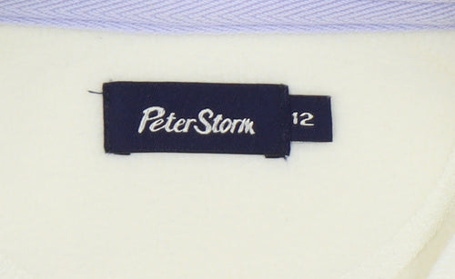 Peter Storm Women's Ivory Fleece Pullover Sweatshirt, Size 12