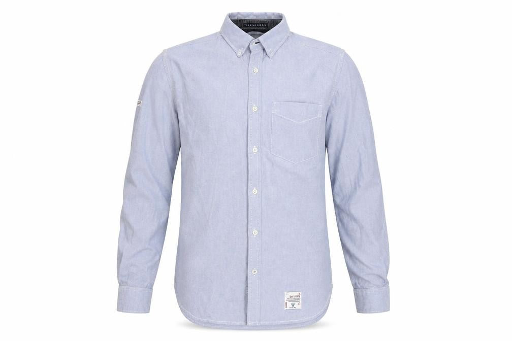 Front view of SuperDry Men's Blue Oxford Vintage Button-Up Shirt