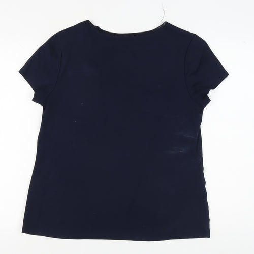 Jasper Conran Blue Women's T-Shirt Size 14 with Zip Accent