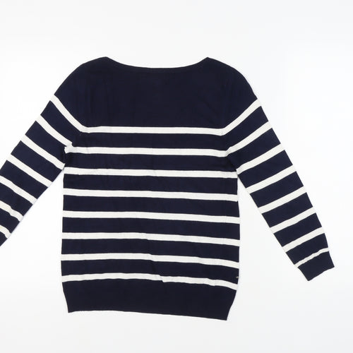 Jasper Conran Women's Blue Striped Pullover Jumper - Size 10