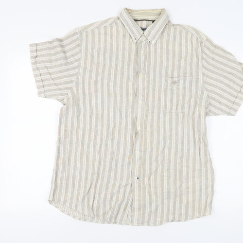 Maine New England Men's Beige Striped Shirt M