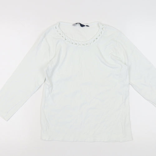 Isle Women’s White Cotton Long Sleeve Top - Size S 10-12