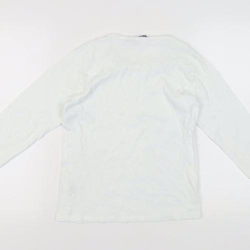 Isle Women’s White Cotton Long Sleeve Top - Size S 10-12