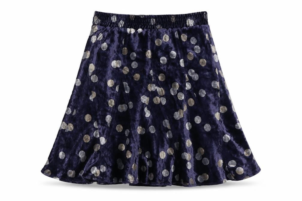 Front view of Monsoon girls’ multicoloured polka dot skirt 8-10 years